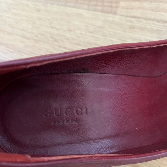 Gucci Burgundy Leather GG Monogram Tassels Heels EU 40 C - Picture 4 of 5
